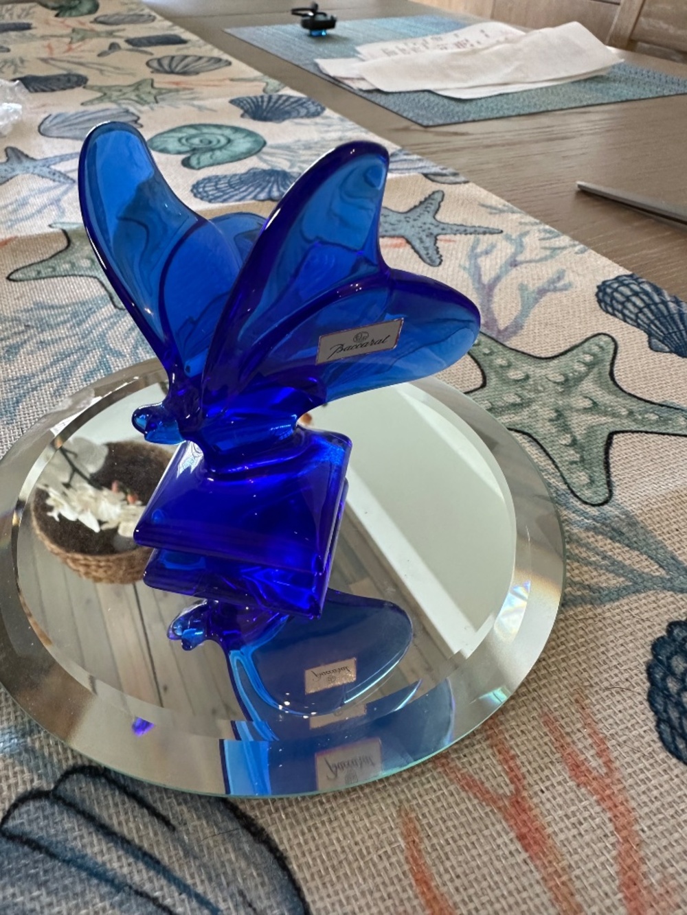 Baccarat Cobalt Blue Crystal Butterfly Sculpture